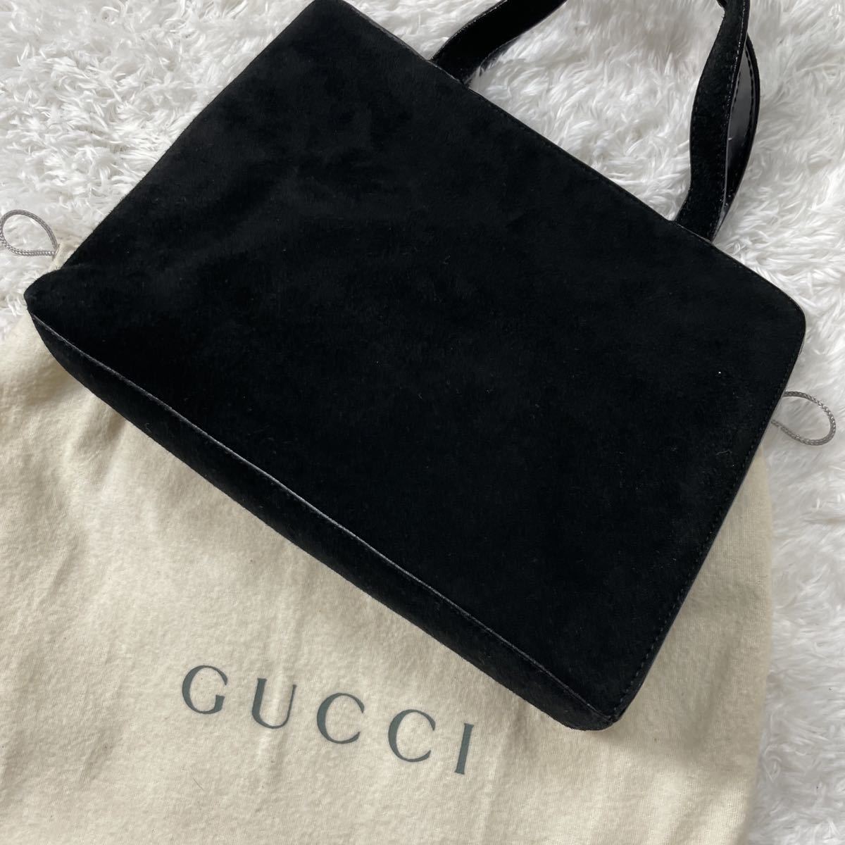 美品】GUCCI グッチ バンブー 竹 ハンドバッグ スエード レザー 本革 