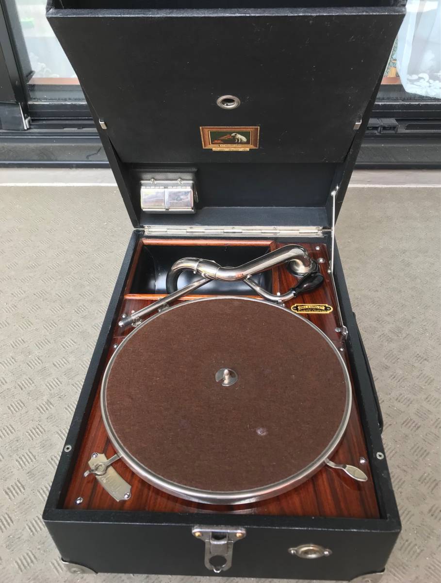 ◇ 美品 英国 イギリス グラモフォン社 ポータブル蓄音機 HMV101 黒 