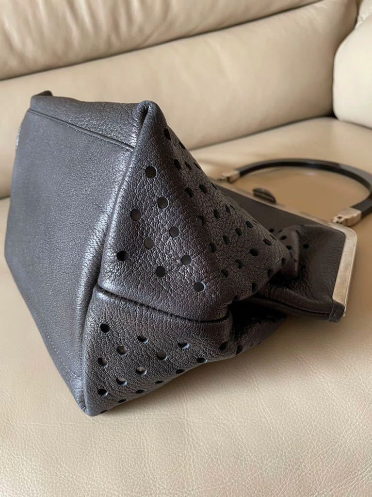 マルニ☆激レア 美品 レザーパンチング がま口 バック 黒 マルニ MARNI 
