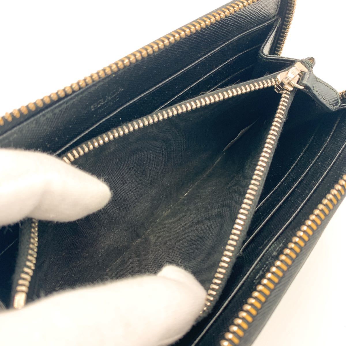 1円《極美品》PRADA プラダ 長財布 ラウンドファスナー ラウンドジップ 
