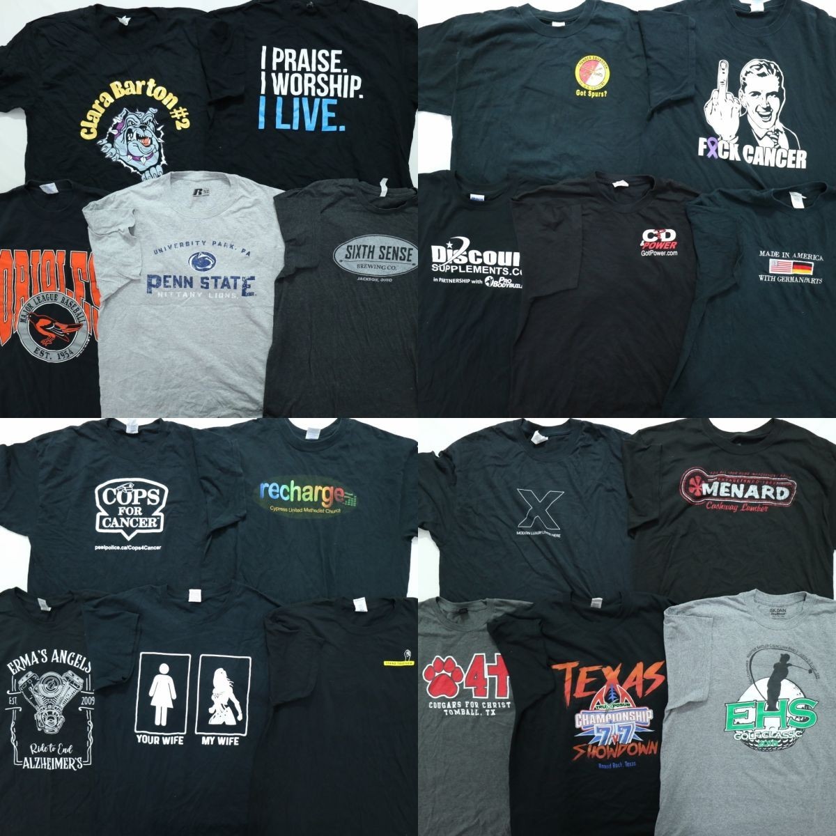 【新作入荷，格安】 黒 グレー Tシャツ set 文字プリント イラスト 他 メンズXL 20枚セット まとめ売り 古着卸 1円スタート 最落なし MG6233(文字、ロゴ)｜売買されたオークション情報、yahooの商品情報をアーカイブ XLサイズ以上