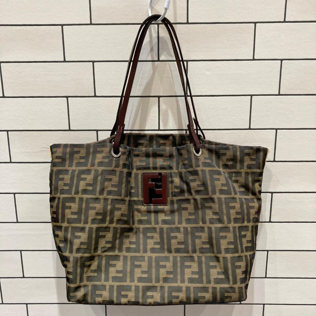 FENDI フェンディ ズッカ柄 キャンバス×レザー ハンドバッグ トート