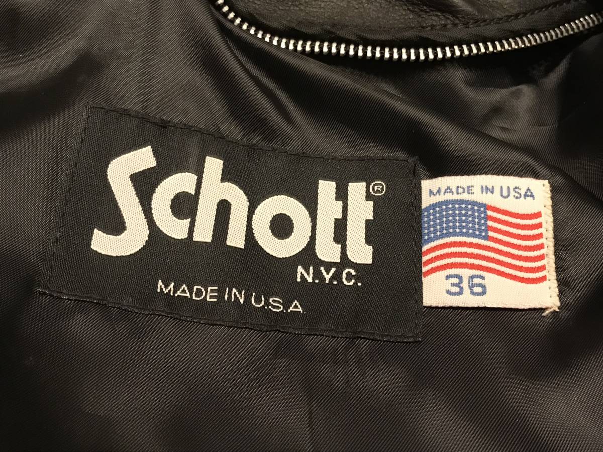 新型 美品 SCHOTT ショット 652TB 襟付き シングルライダース レザー 