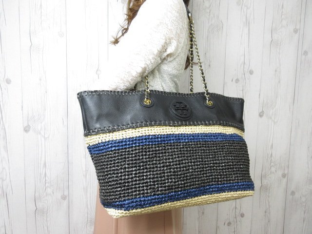 爆買い，新作 極 同様 Tory Burch トリーバーチ トートバッグ ショルダーバッグ バッグ PVC&times;レザー 黒系 A4収納可 49952(かばん、バッグ)｜売買されたオークション情報、yahooの商品情報をアーカイブ公開 - かばん、バッグ