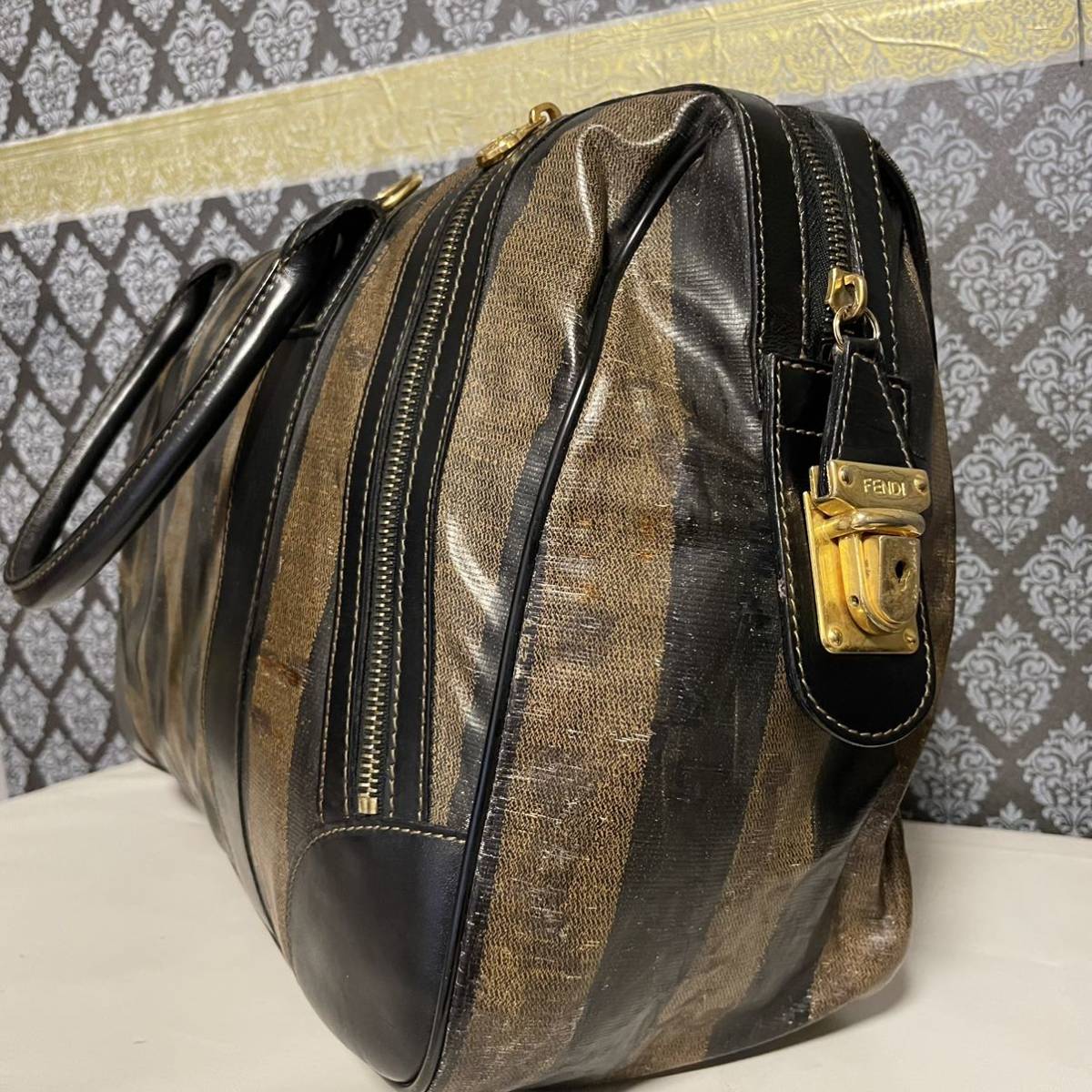FENDI ペカン ヴィンテージ ゴールド金具 ロゴ ボストンバッグ レア 