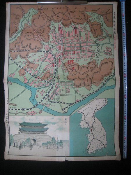 戦前 京城附近地図（鉄道支線省略） 文化之日本社教育品部 □検朝鮮