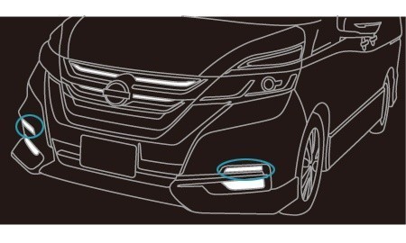 セレナ C27系　前期：純正 フロントバンパーイルミネーション/白色LED