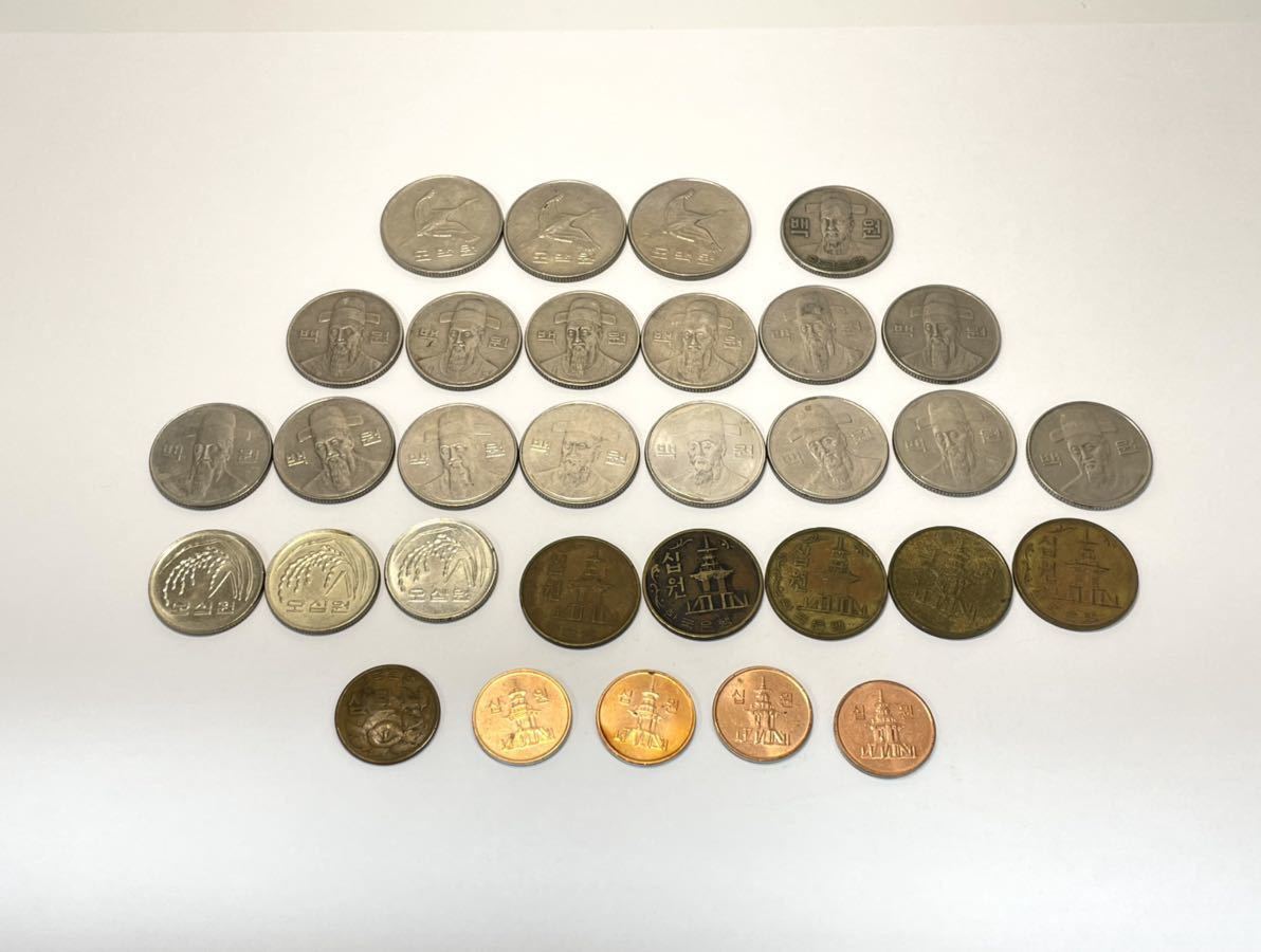 1円【韓国 硬貨おまとめ31枚】500ウォン 100ウォン 50ウォン 10ウォン
