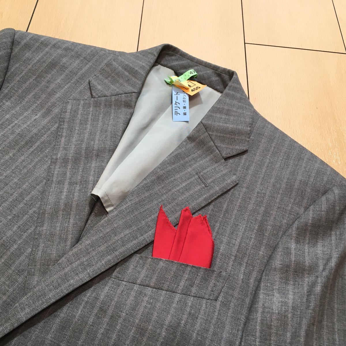 美品★ランバン LANVIN 上質サマーウール 極上の春夏スーツ★グレー ストライプ セットアップスーツ ビジネス 灰 背抜き/L位/A461 極上3ピース☆豪華リバーシブルベスト☆高級ランバンコレクション ランバン LANVIN 「LANVIN&frasl;ランバン」 57.春に◎ 美品