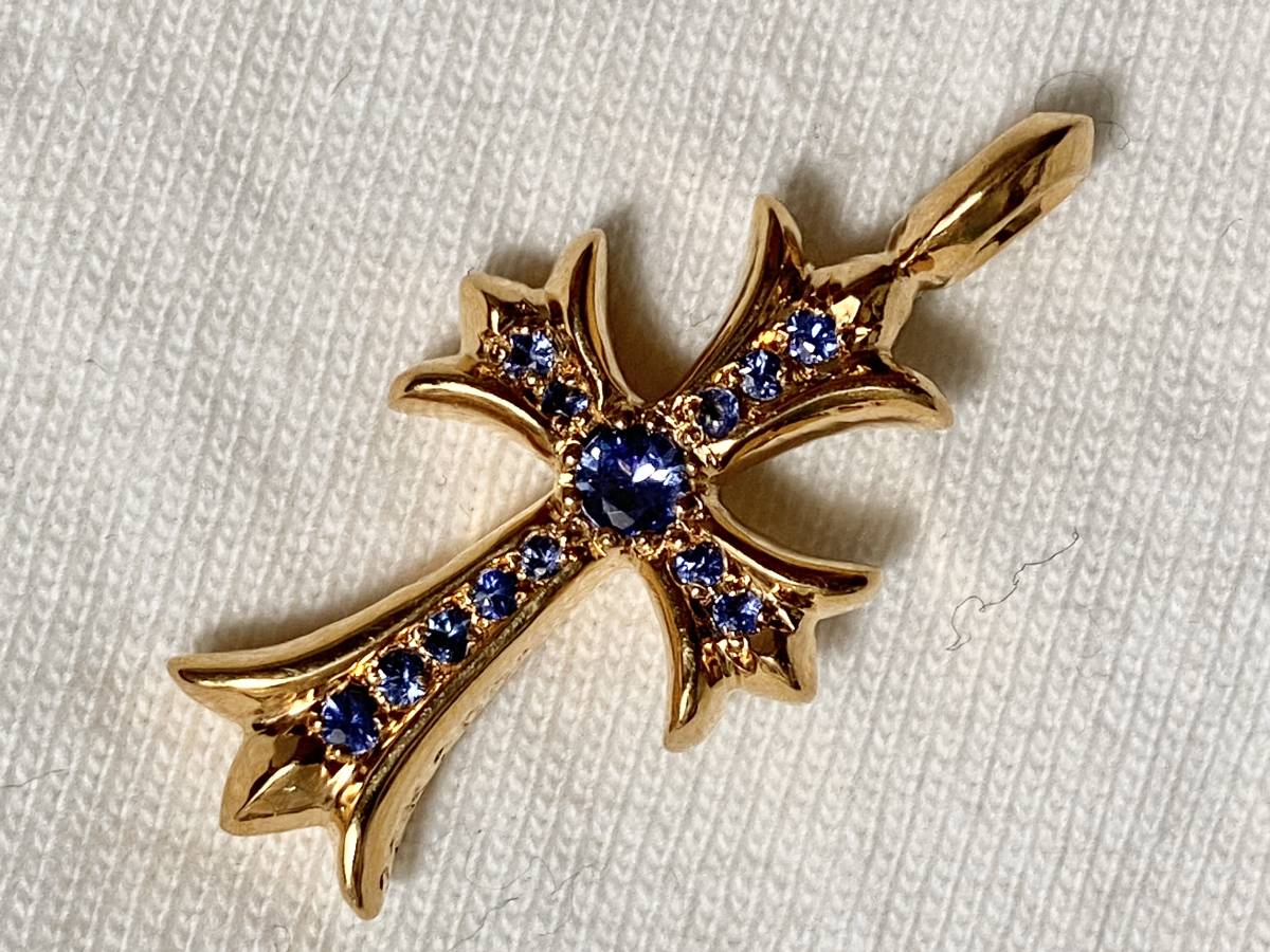 レア 美品 CHROME HEARTS 22k タイニーファットクロス ブルー