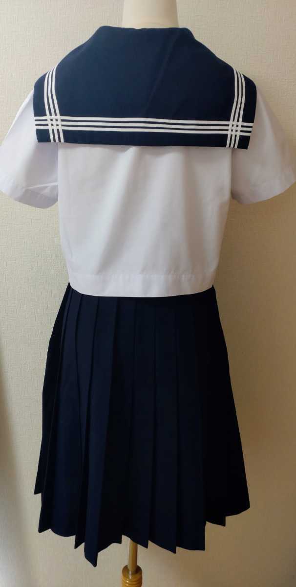 コスプレ衣装 セーラー服 3本ライン セーラー スカート 上下 青リボン 制服ディズニー なんちゃって女子高生 女装 濃紺 夏用 夏服 学生服 売買されたオークション情報 Yahooの商品情報をアーカイブ公開 オークファン Aucfan Com