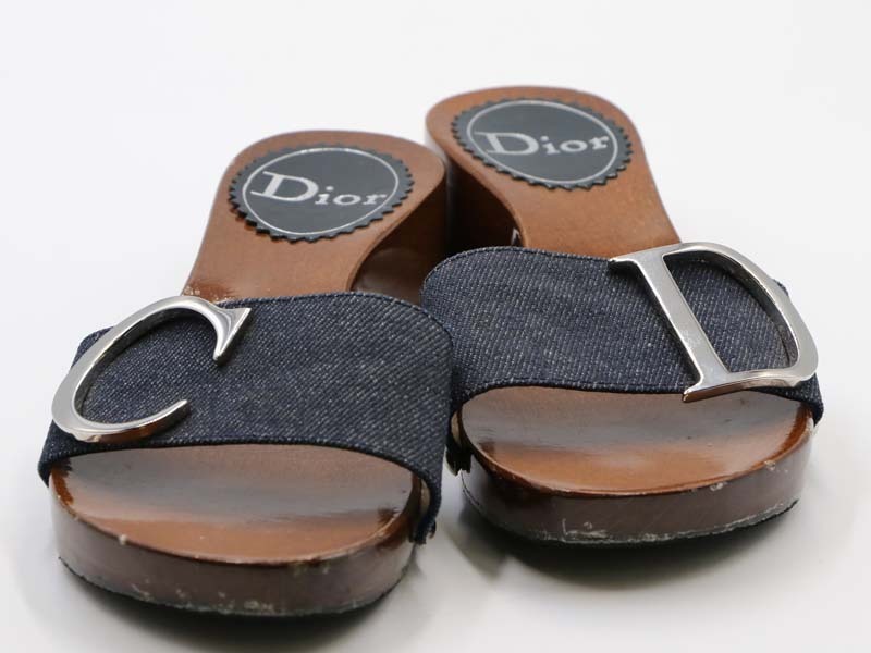新作登場，お得 〇新着 Christian Dior クリスチャンディオール ウッド ミュールサンダル CDロゴ デニム地 サイズ35 イタリア製 レディース 8743-0(22.5cm)｜売買されたオークション情報、yahooの商品情報をアーカイ 靴