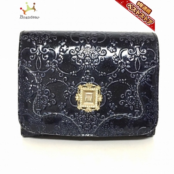黒 anna sui 二つ折り財布 ANNA SUI アナスイ 二つ折り財布 がま口 本
