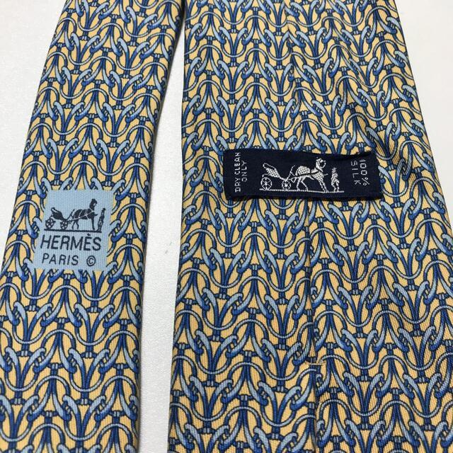 エルメス ネクタイ イエロー系 チェーン？柄 （154） HERMES/エルメス