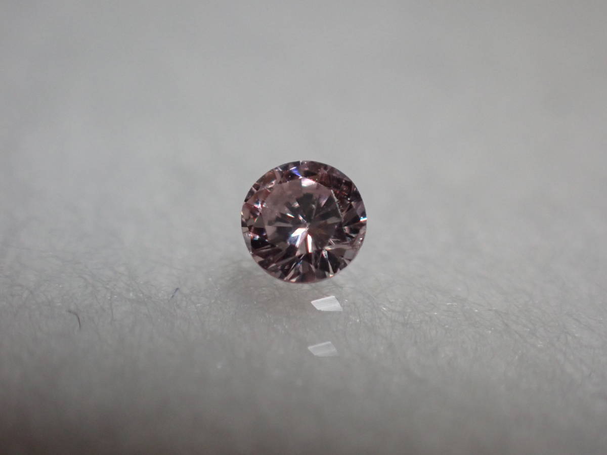 天然ピンクダイヤモンド FancyLightPink 0.068ct SI-2 ラウンド ルース 