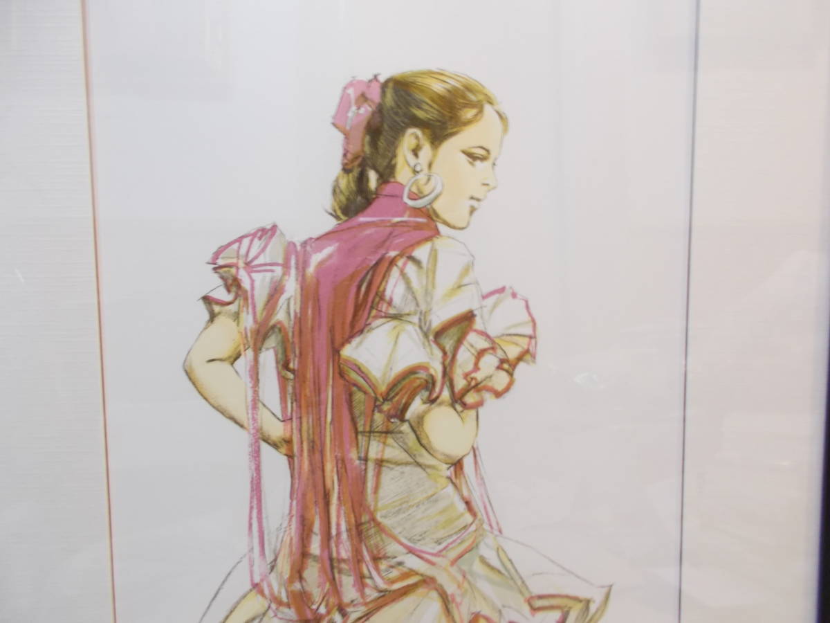 真作】二科会物故巨匠 斎藤三郎「セビリアの少女」リトグラフ5号大