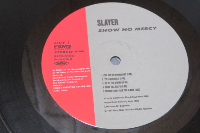 即決・LP レコード・帯有り☆SHOW NO MERCY/SLAYER・SP25-5108・ショウ