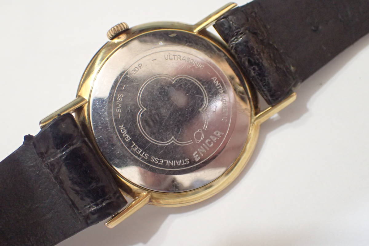 中古品】ENICAR エニカ 腕時計 手巻き 25JEWELS アンティーク ベルト 