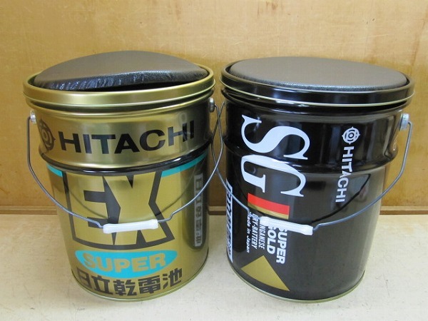 む9ZS ペール缶 日立 乾電池型 ケース 非売品 当時物 昭和レトロ