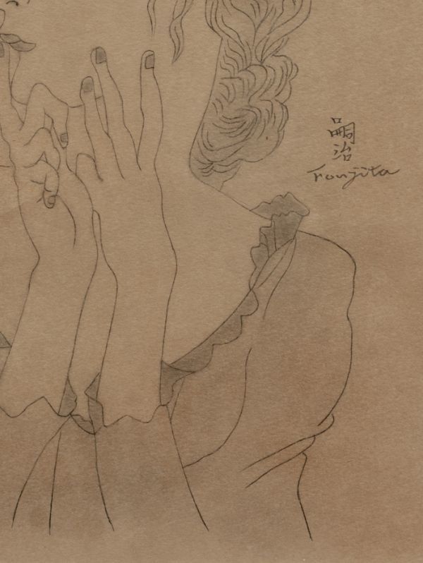 □藤田嗣治□鉛筆デッサン 肉筆『ブロンドの女』表サイン 画廊取扱