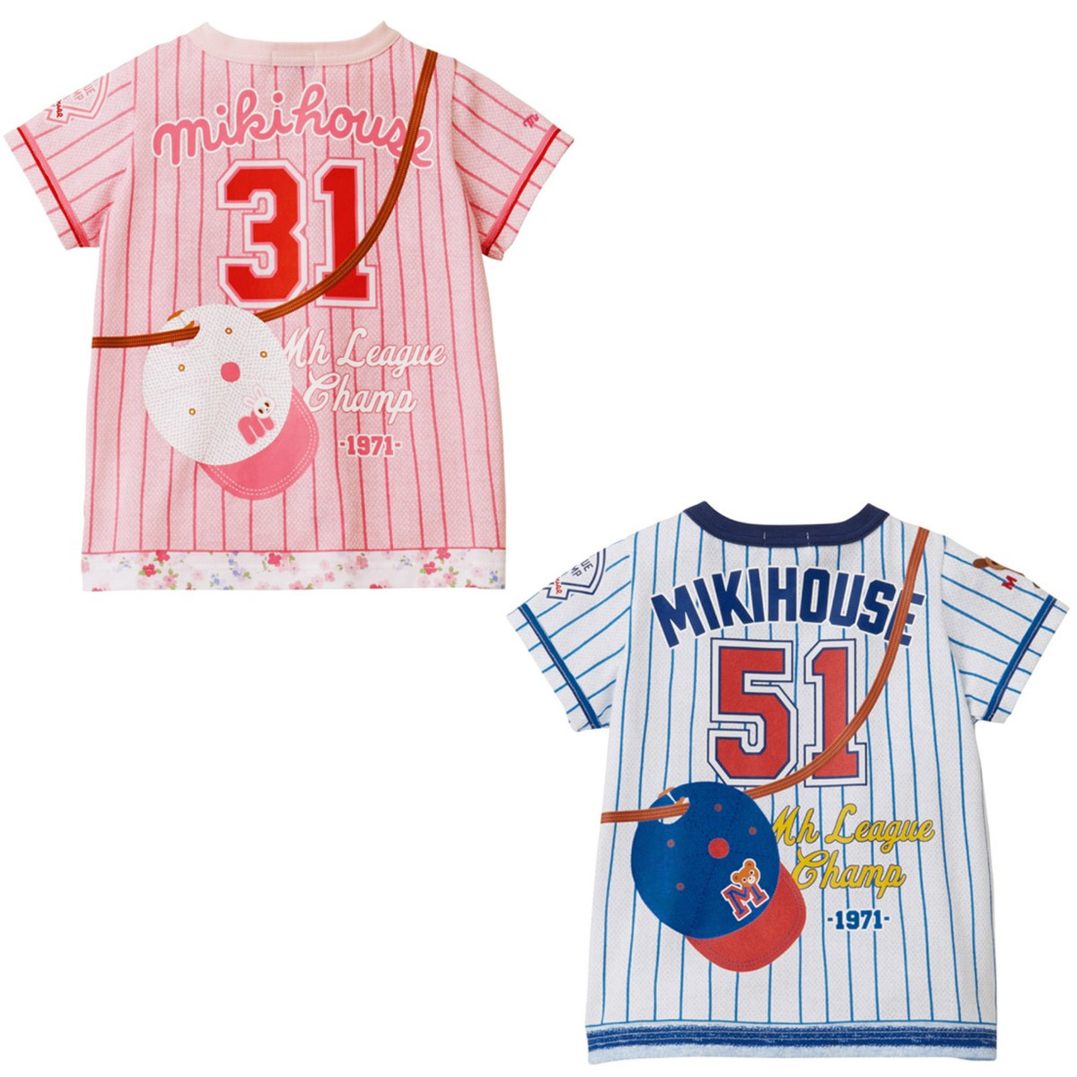 日本製/新品タグ☆ミキハウス MIKIHOUSE☆ベースボール半袖Tシャツ 