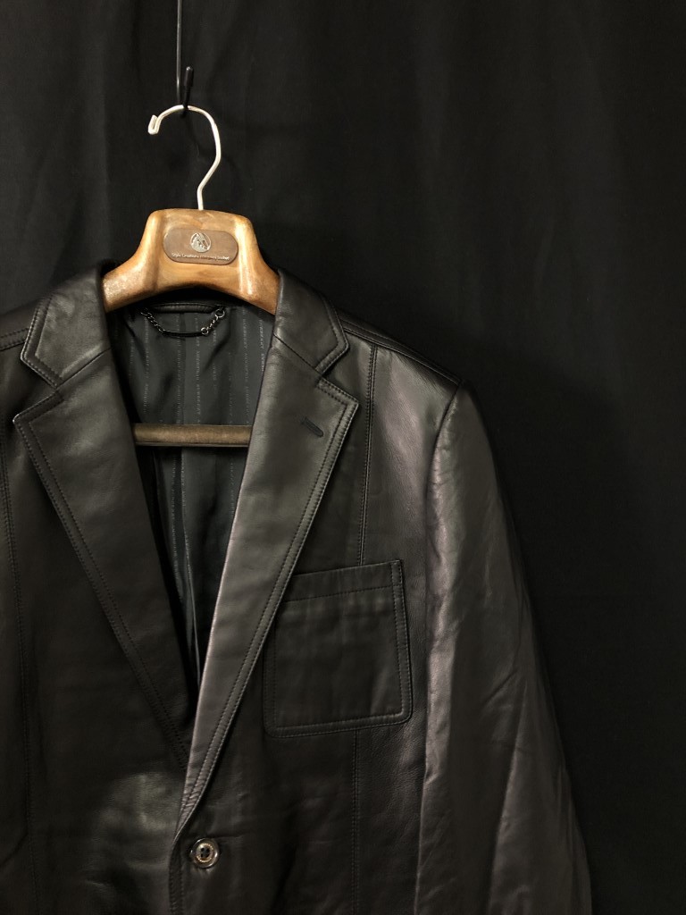 BURBERRY LONDON レザージャケット 裏地ロゴ総柄 羊革 白系 L BURBERRY