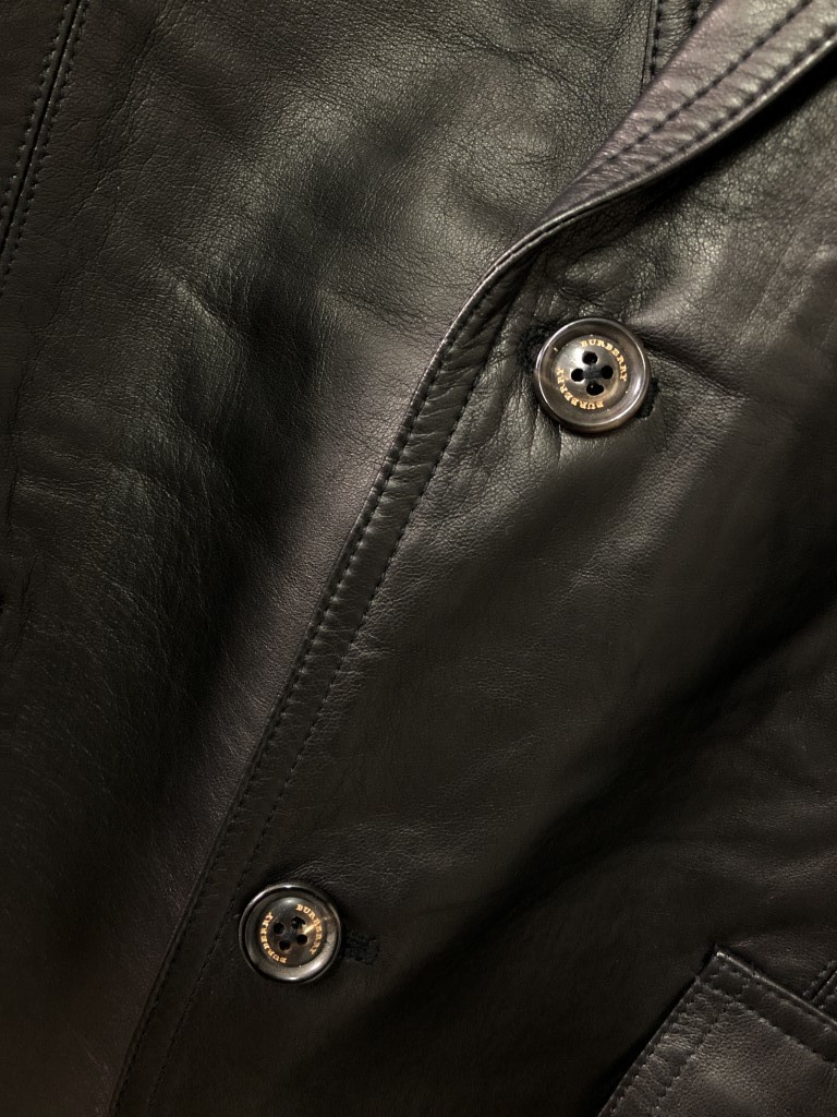 BURBERRY LONDON レザージャケット 裏地ロゴ総柄 羊革 白系 L BURBERRY