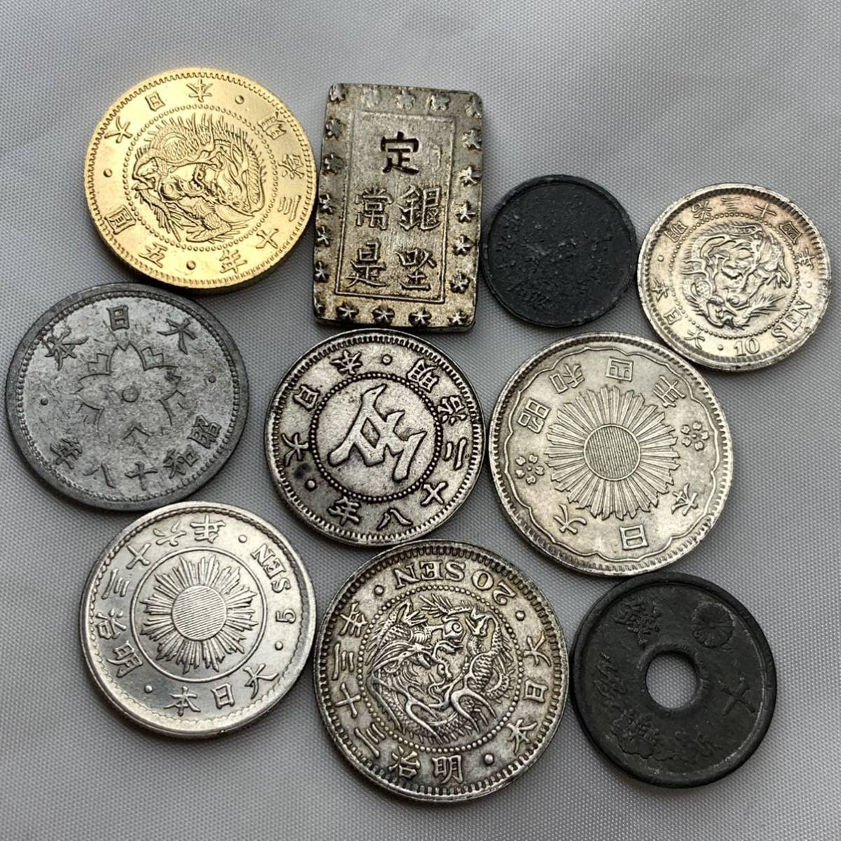古代中国の貨幣デザイン 鉄製皿 5枚セット 美品 近代銀貨 東三省造 中国銀貨 昭和8年銘(1933年) 「Xb39」