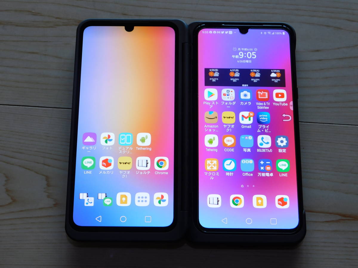 m☆LG V60 ThinQ（デュアルスクリーン）表画面割れあり 