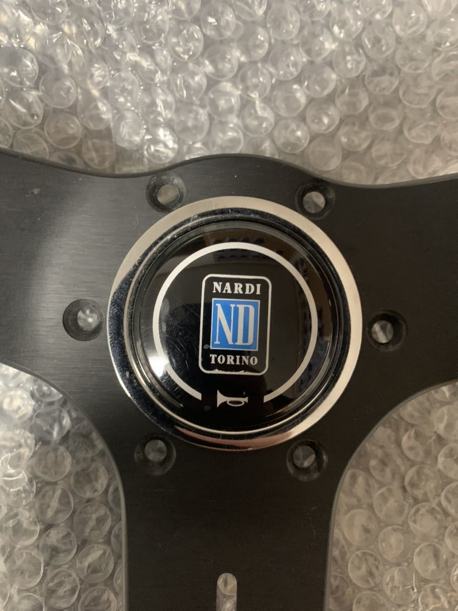 限定 NARDI ナルディ ブルーステッチ ブルーロゴ レザー 美品 ホーン