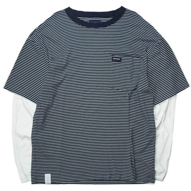 超激得，限定セール DESCENDANT ディセンダント 日本製 MILITIA LEYARD TEE ボーダーレイヤードポケットTシャツ 2 ネイビー/ホワイト 長袖 L/S トップス g6419(長袖Tシャツ)｜売買されたオークション情報、yahooの商品情報を トップス