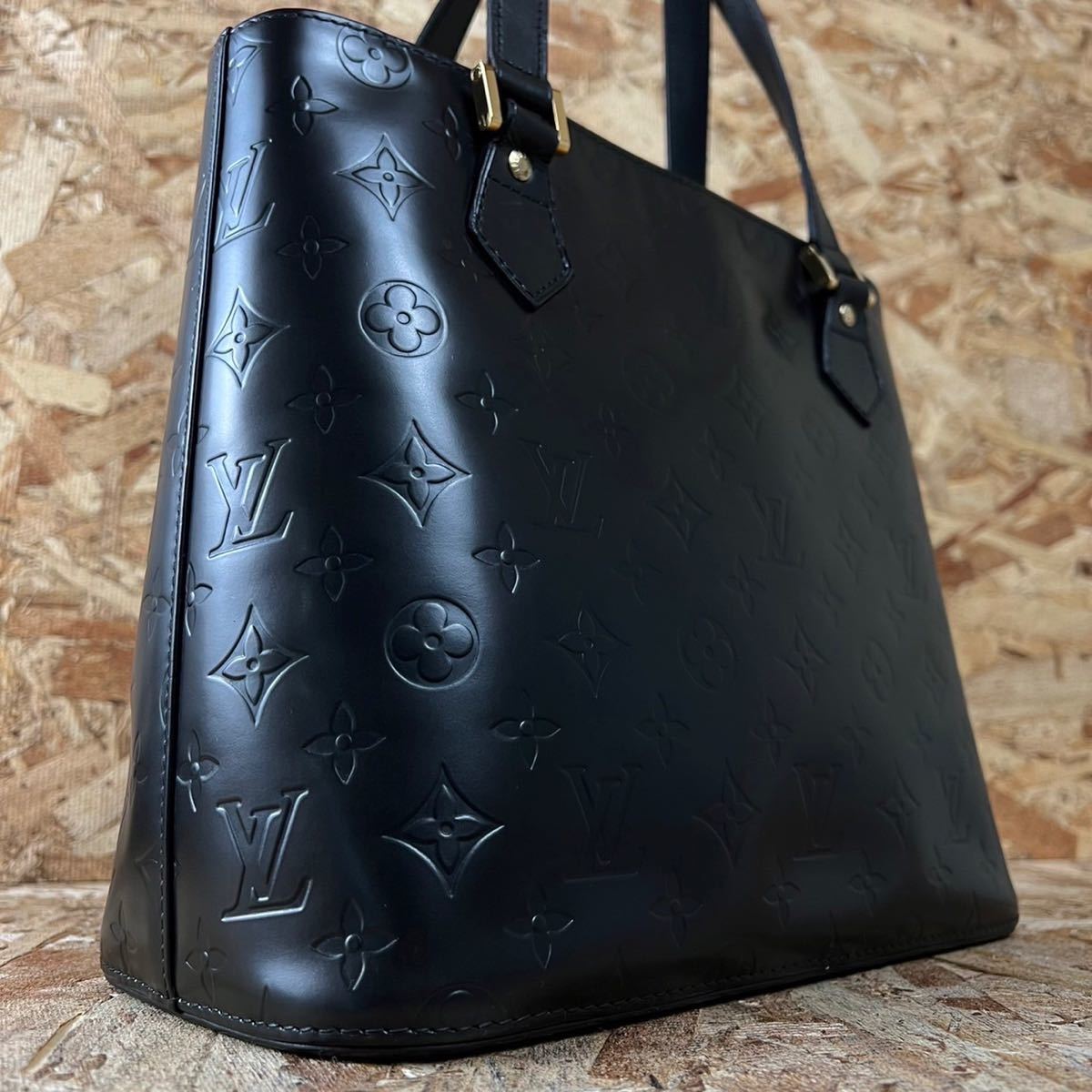 Louis Vuitton 1円 ☆美品☆ ヒューストン　マットブラック トートバッグ ハンドバッグ ショルダーバッグ 肩掛け ヴェルニ ビトン LW0939