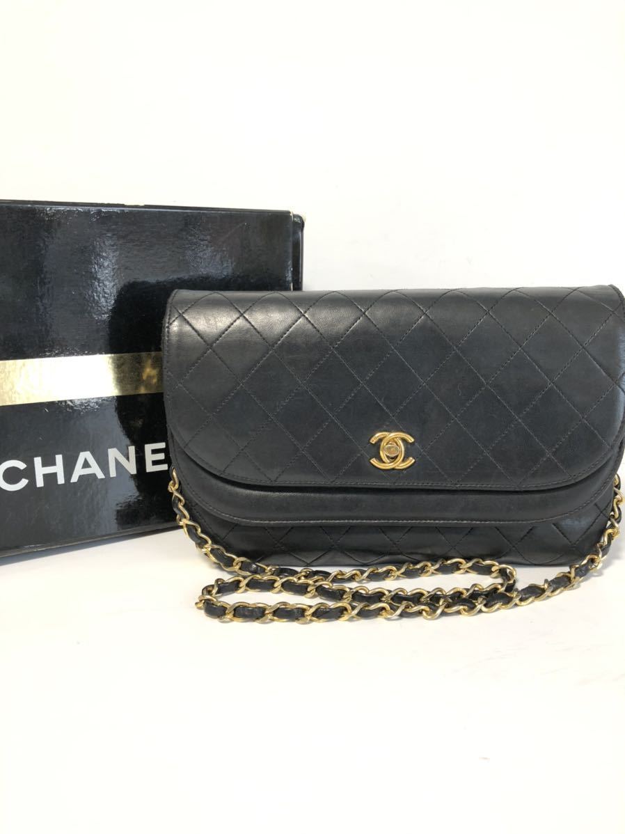 シャネル マトラッセ ラムスキン CHANEL ミニマトラッセ ブラック 中古 