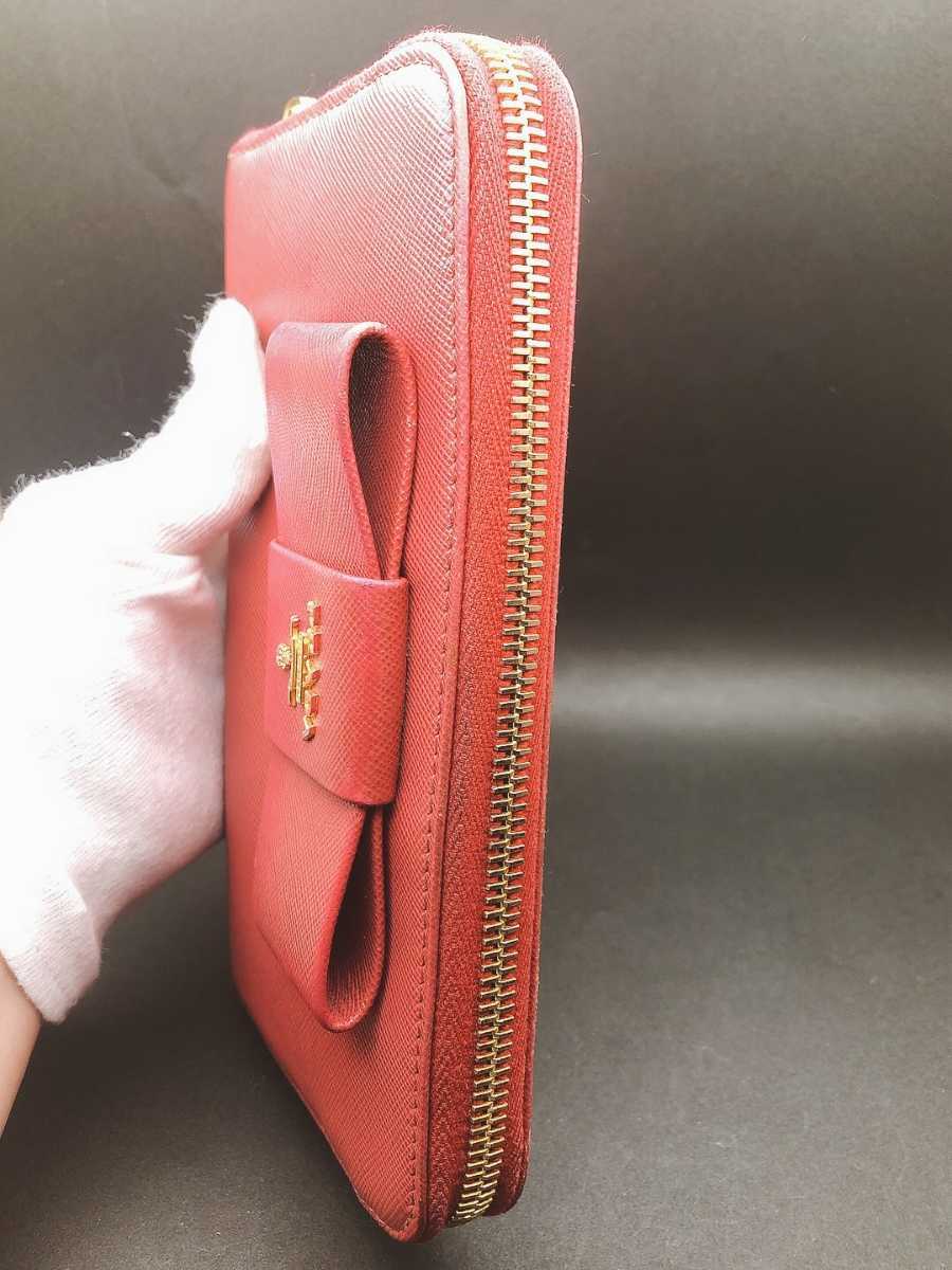 ラウンドファスナー プラダ 長財布 リボン PRADA