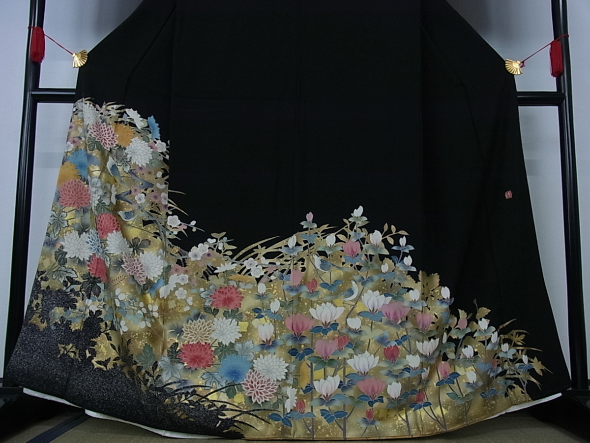 平和屋-こころ店□豪華黒留袖 暈し染め 作家物 金彩 逸品 正絹