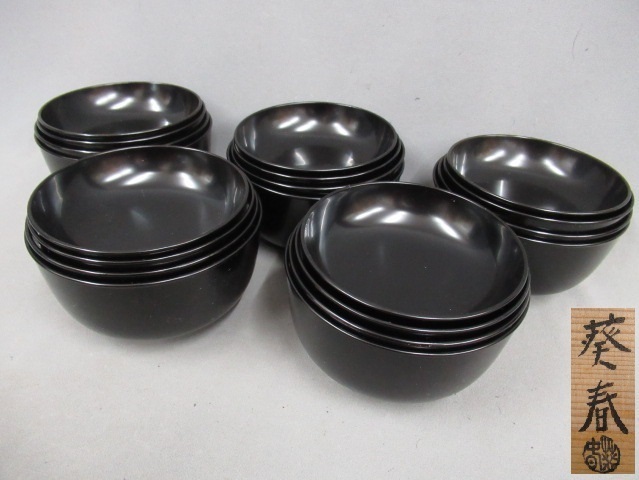 真塗・小丸椀 五組】懐石茶道具「葵春」共箱 美品 木製本