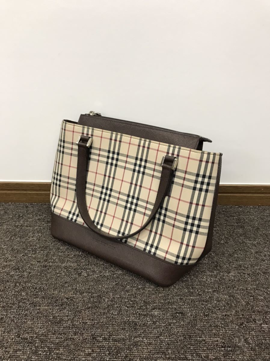新品，定番 BURBERRY バーバリー ノバチェック ハンドバッグ キャンバス レザー チェック柄(ハンドバッグ)｜売買されたオークション情報、yahooの商品情報をアーカイブ公開 - オークファン かばん、バッグ