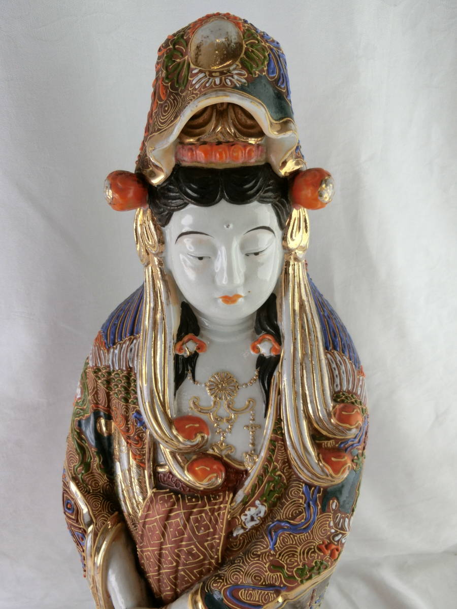 九谷焼 染付観音菩薩 高さ約43cm 立像 仏像 仏教美術 九谷焼 染付観音菩薩 高さ約30cm 立像 仏像 仏教美術 九谷焼 染付観音