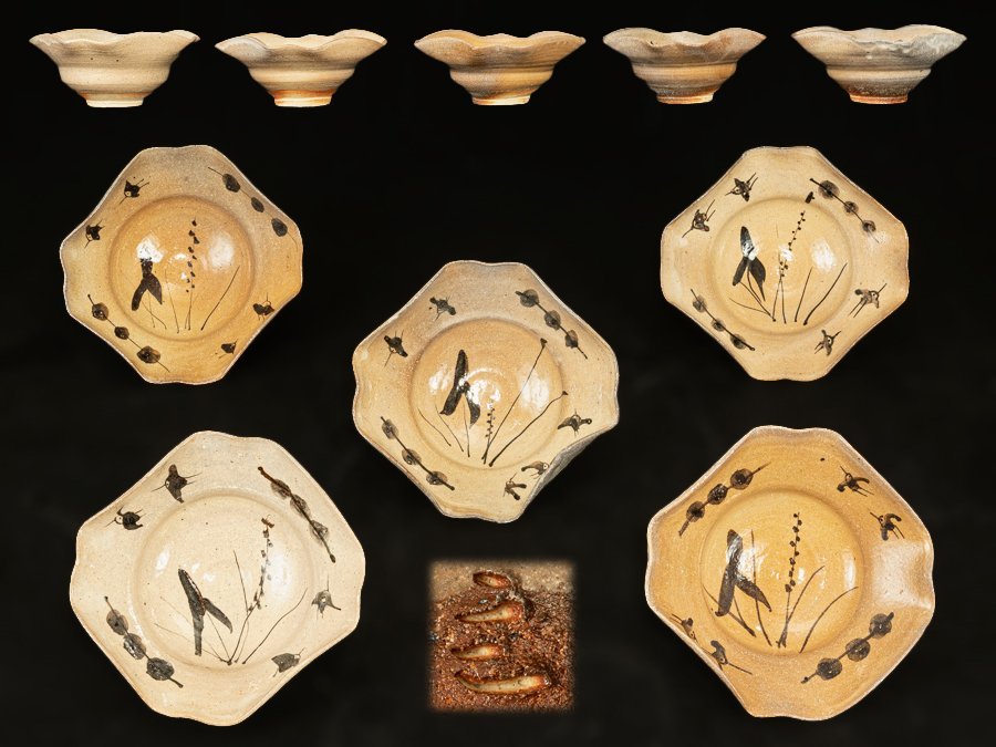 中里隆　唐津　小鉢　5客 ○唐津 中里隆 作 小鉢 五客○ 中里隆 小鉢 隆太窯 絵唐津