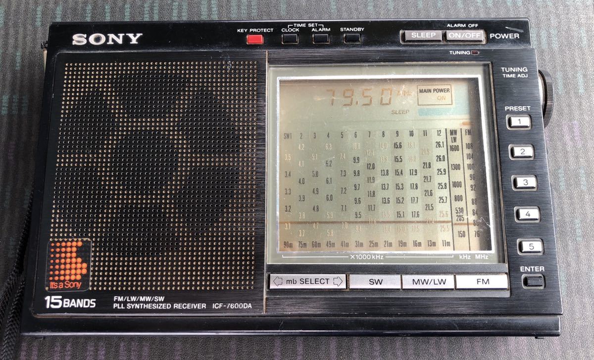 動作品　　SONY ICF-7600DA FM/AM/SW 短波ラジオ SONY ソニーラジオ ICF-7600DA FM/AM/MW/SW1-12 15BANDS 中古品 Sony