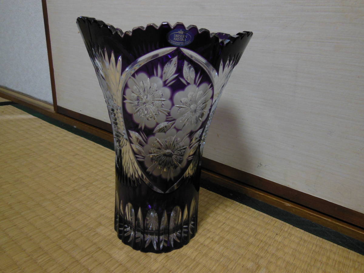 DRESDEN KRISTALL 花瓶 濃紺 クリスタルガラス