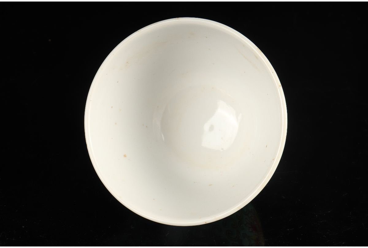 URA]中国景徳鎮製/粉彩花唐草文煎茶碗5客/4-7-124(検)骨董/茶碗/茶器