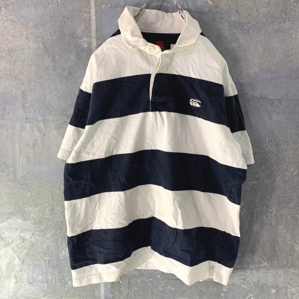 永遠の定番 4インチボーダー◆アイビー◆CANTERBURY カンタベリー メンズ ボーダー ラガーシャツ ポロシャツ M ネイビー×ホワイト NOH1002