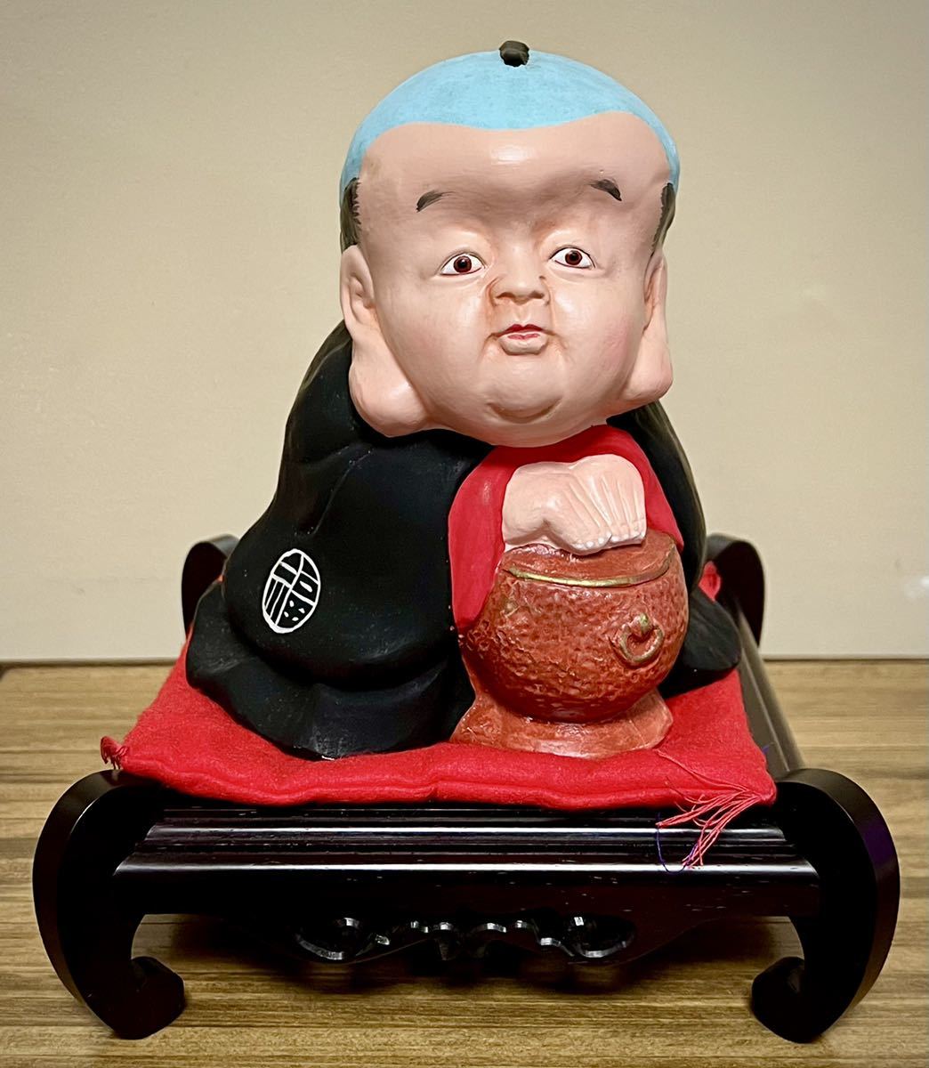 時代物 福助人形 津屋崎人形 五代 原田半蔵 作 約17cm ／ 吉祥人形