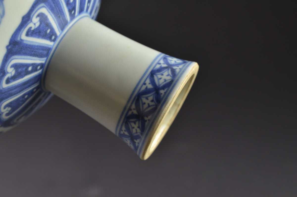 青花海獣文 【中国陶磁器 GF969】青花瓜果紋高足杯 ☆中国骨董 高足杯