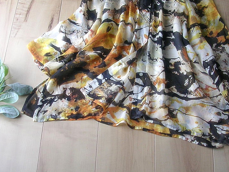 ☆M&S☆シルク絹100グラフィカル羽織オーバーブラウスYe大きめゆったり | InDream オーガンジー 0 ニットフリル羽織ロング（ダークブラウン）SAK-FHANL 暮らす仙台