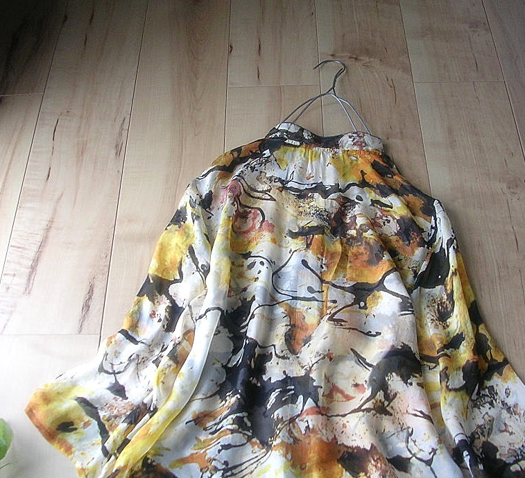 ☆M&S☆シルク絹100グラフィカル羽織オーバーブラウスYe大きめゆったり | InDream オーガンジー 0 ニットフリル羽織ロング（ダークブラウン）SAK-FHANL 暮らす仙台