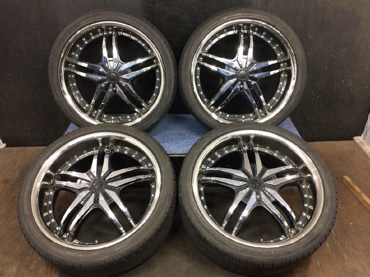 ドンコルレオーネ DW398 22インチ 8.5J ET34 PCD112 / 127 アルミ 265/35R22 タイヤ4本セット 中古 引取可能 個人宅配送不可 JEEP