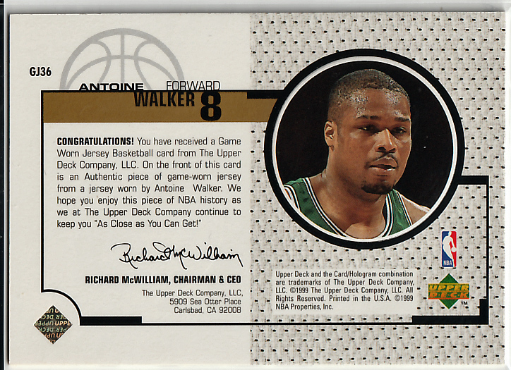 98-99 UPPER DECK GAME JERSEY【ANTOINE WALKER】#GJ36(Upper Deck 
