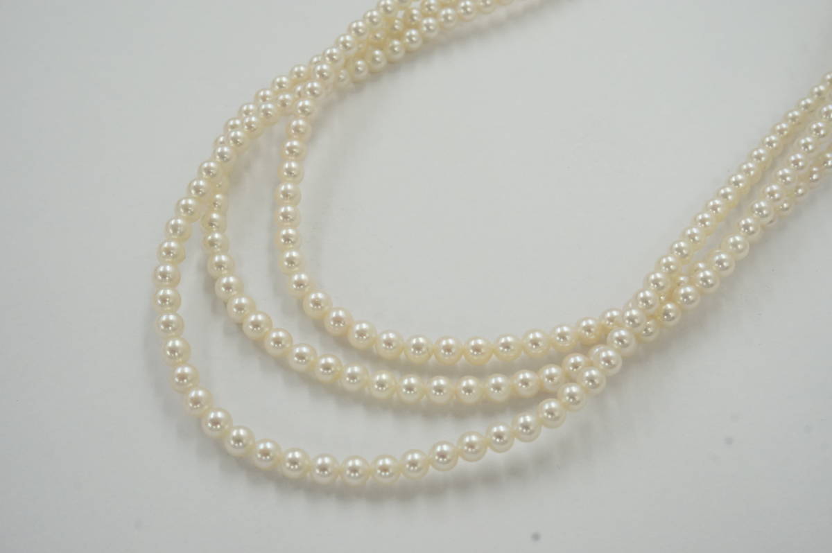 ☆【真珠】ベビーパール 3連ネックレス 40cm 3.5-4.0mm 留具SILVER 